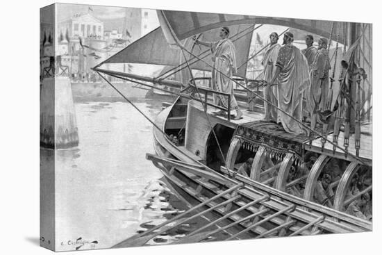 The Sacred Trireme Arrives at Tyre-C. Castaigne-Stretched Canvas