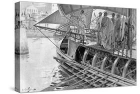 The Sacred Trireme Arrives at Tyre-C. Castaigne-Stretched Canvas