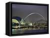 The Sage and the Tyne and Millennium Bridges at Night, Tyne and Wear, UK-Jean Brooks-Framed Stretched Canvas
