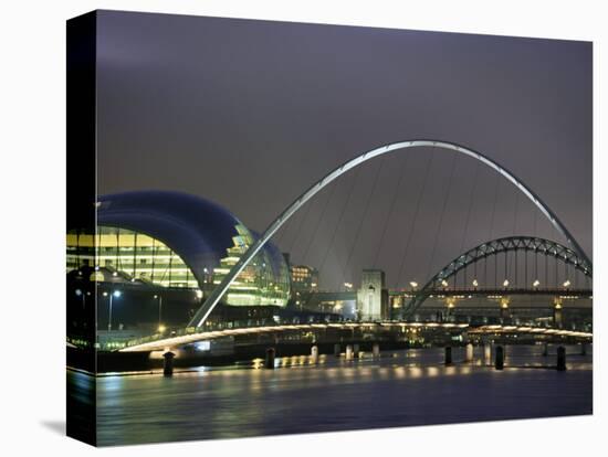 The Sage and the Tyne and Millennium Bridges at Night, Tyne and Wear, UK-Jean Brooks-Stretched Canvas