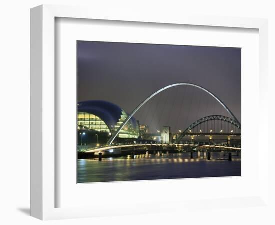 The Sage and the Tyne and Millennium Bridges at Night, Tyne and Wear, UK-Jean Brooks-Framed Photographic Print