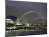 The Sage and the Tyne and Millennium Bridges at Night, Tyne and Wear, UK-Jean Brooks-Mounted Photographic Print