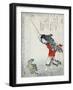 The Sage Koshohei Turning a Goat into Stone, Japanese Wood-Cut Print-Lantern Press-Framed Art Print