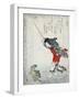 The Sage Koshohei Turning a Goat into Stone, Japanese Wood-Cut Print-Lantern Press-Framed Art Print