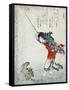 The Sage Koshohei Turning a Goat into Stone, Japanese Wood-Cut Print-Lantern Press-Framed Stretched Canvas