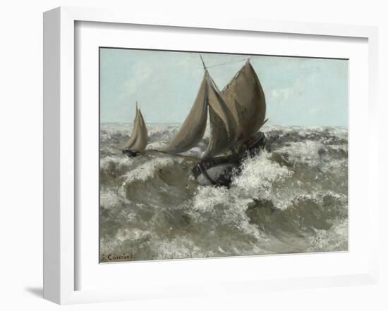 The Sailboat (Seascape), C.1869 (Oil on Canvas)-Gustave Courbet-Framed Giclee Print