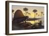 The Sailed-Back Dimetrodon Sunbathes in a Primordial Swamp-null-Framed Premium Giclee Print