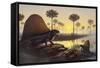 The Sailed-Back Dimetrodon Sunbathes in a Primordial Swamp-null-Framed Stretched Canvas