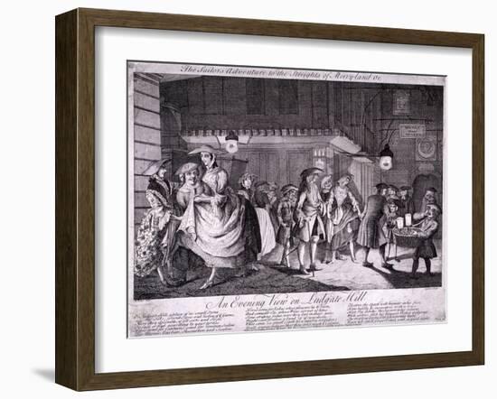 The Sailor's Adventure to the Streights of Merryland Or, an Evening View on Ludgate Hill, 1749-John June-Framed Giclee Print