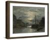 The Saint-Martin Canal at Moonlight; Le Canal Saint-Martin Au Clair De Lune-Stanislas Victor Edouard Lepine-Framed Giclee Print