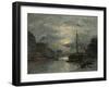 The Saint-Martin Canal at Moonlight; Le Canal Saint-Martin Au Clair De Lune-Stanislas Victor Edouard Lepine-Framed Giclee Print