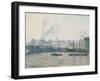 The Saint-Sever Bridge, Rouen: Mist, 1896-Camille Pissarro-Framed Giclee Print