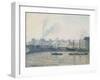 The Saint-Sever Bridge, Rouen: Mist, 1896-Camille Pissarro-Framed Giclee Print