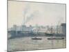 The Saint-Sever Bridge, Rouen: Mist, 1896-Camille Pissarro-Mounted Giclee Print