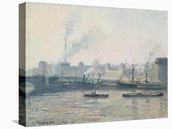 The Saint-Sever Bridge, Rouen: Mist, 1896-Camille Pissarro-Stretched Canvas