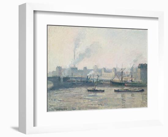 The Saint-Sever Bridge, Rouen: Mist, 1896-Camille Pissarro-Framed Giclee Print