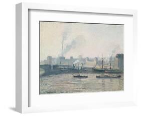 The Saint-Sever Bridge, Rouen: Mist, 1896-Camille Pissarro-Framed Giclee Print