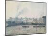 The Saint-Sever Bridge, Rouen: Mist, 1896-Camille Pissarro-Mounted Giclee Print