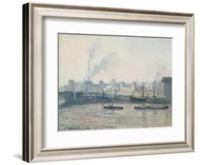 The Saint-Sever Bridge, Rouen: Mist, 1896-Camille Pissarro-Framed Giclee Print