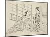 The Sakaki Chapter from The Tale of Genji , from a series of Genji parodies, c.1710-Okumura Masanobu-Mounted Giclee Print