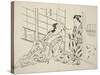 The Sakaki Chapter from The Tale of Genji , from a series of Genji parodies, c.1710-Okumura Masanobu-Stretched Canvas