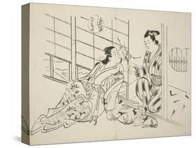 The Sakaki Chapter from The Tale of Genji , from a series of Genji parodies, c.1710-Okumura Masanobu-Stretched Canvas