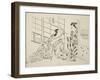 The Sakaki Chapter from The Tale of Genji , from a series of Genji parodies, c.1710-Okumura Masanobu-Framed Giclee Print