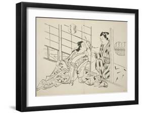 The Sakaki Chapter from The Tale of Genji , from a series of Genji parodies, c.1710-Okumura Masanobu-Framed Giclee Print