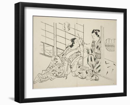 The Sakaki Chapter from The Tale of Genji , from a series of Genji parodies, c.1710-Okumura Masanobu-Framed Giclee Print