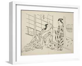 The Sakaki Chapter from The Tale of Genji , from a series of Genji parodies, c.1710-Okumura Masanobu-Framed Giclee Print