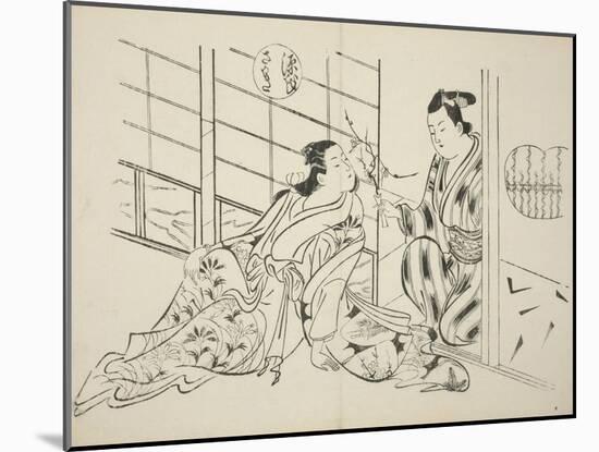 The Sakaki Chapter from The Tale of Genji , from a series of Genji parodies, c.1710-Okumura Masanobu-Mounted Giclee Print