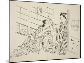 The Sakaki Chapter from The Tale of Genji , from a series of Genji parodies, c.1710-Okumura Masanobu-Mounted Giclee Print