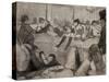 The Salon. 1879. Monotype has black ink, pastel enhances.-Edgar Degas-Stretched Canvas