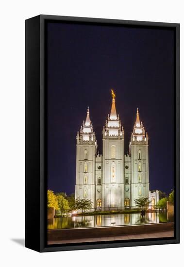 The Salt Lake Temple at Night-Michael Nolan-Framed Stretched Canvas