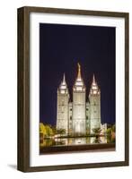 The Salt Lake Temple at Night-Michael Nolan-Framed Photographic Print