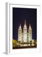 The Salt Lake Temple at Night-Michael Nolan-Framed Photographic Print