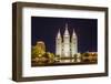 The Salt Lake Temple at Night-Michael Nolan-Framed Photographic Print