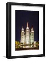 The Salt Lake Temple at Night-Michael Nolan-Framed Photographic Print