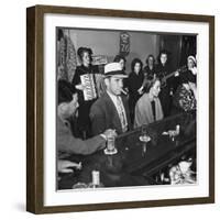 The Salvation Army Band Playing Musical Instruments and Singing in a Bar-Bernard Hoffman-Framed Photographic Print