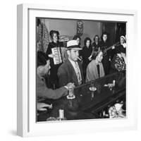 The Salvation Army Band Playing Musical Instruments and Singing in a Bar-Bernard Hoffman-Framed Photographic Print