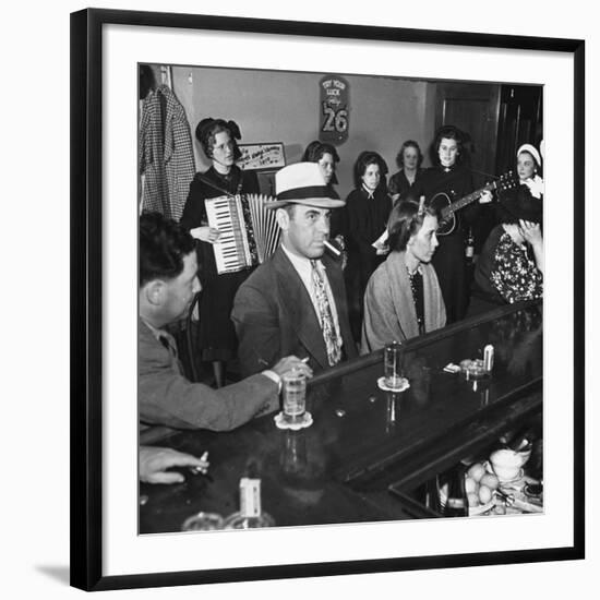 The Salvation Army Band Playing Musical Instruments and Singing in a Bar-Bernard Hoffman-Framed Photographic Print