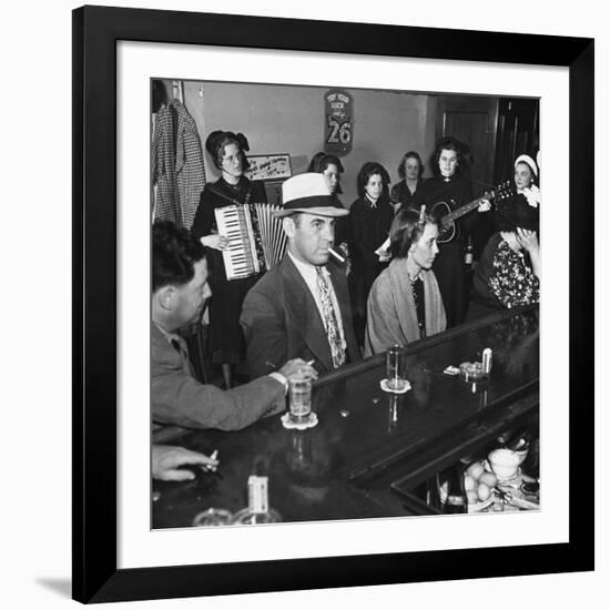 The Salvation Army Band Playing Musical Instruments and Singing in a Bar-Bernard Hoffman-Framed Photographic Print