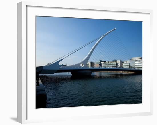 The Samuel Beckett Bridge, Designed by Caltrava, and the River Liffey, Dublin City, Ireland-null-Framed Photographic Print