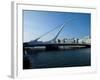 The Samuel Beckett Bridge, Designed by Caltrava, and the River Liffey, Dublin City, Ireland-null-Framed Photographic Print