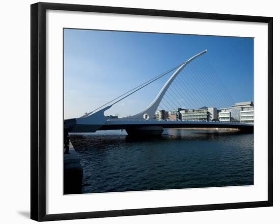 The Samuel Beckett Bridge, Designed by Caltrava, and the River Liffey, Dublin City, Ireland-null-Framed Photographic Print