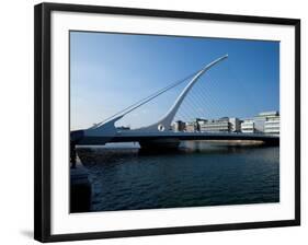 The Samuel Beckett Bridge, Designed by Caltrava, and the River Liffey, Dublin City, Ireland-null-Framed Photographic Print