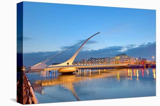 The Samuel Beckett Bridge in Night Time-laurentiu iordache-Stretched Canvas