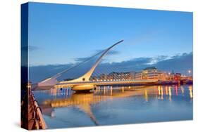 The Samuel Beckett Bridge in Night Time-laurentiu iordache-Stretched Canvas