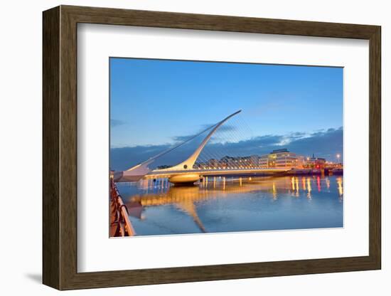 The Samuel Beckett Bridge in Night Time-laurentiu iordache-Framed Photographic Print