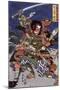 The Samurai Warriors Ichijo Jiro Tadanori and Notonokami Noritsune, Japanese Wood-Cut Print-Lantern Press-Mounted Art Print